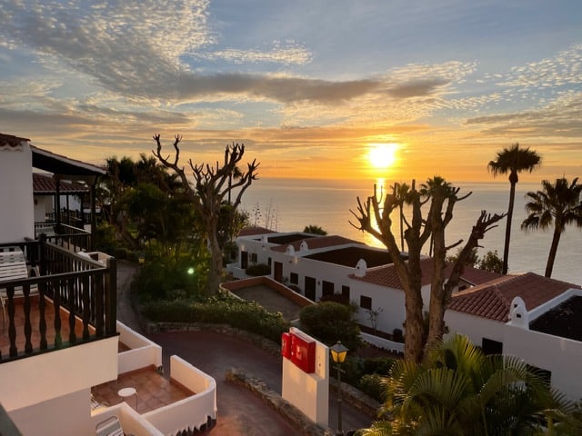 Utsikt från Hotel Jardin Tecina på lilla ön La Gomera utanför Teneriffa.